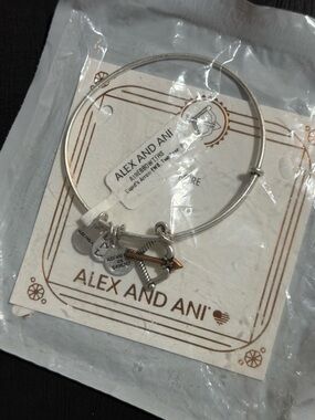 Alex and Ani Silver and Copper Arrow Charm Expandable Bangle
